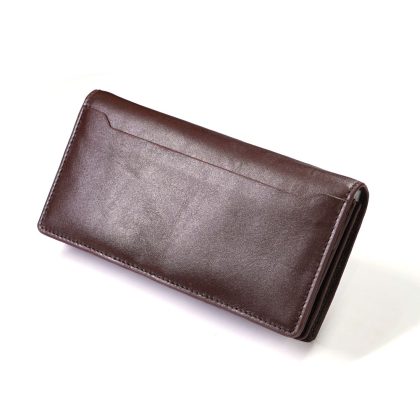 Genuine Leather Long Wallet Black